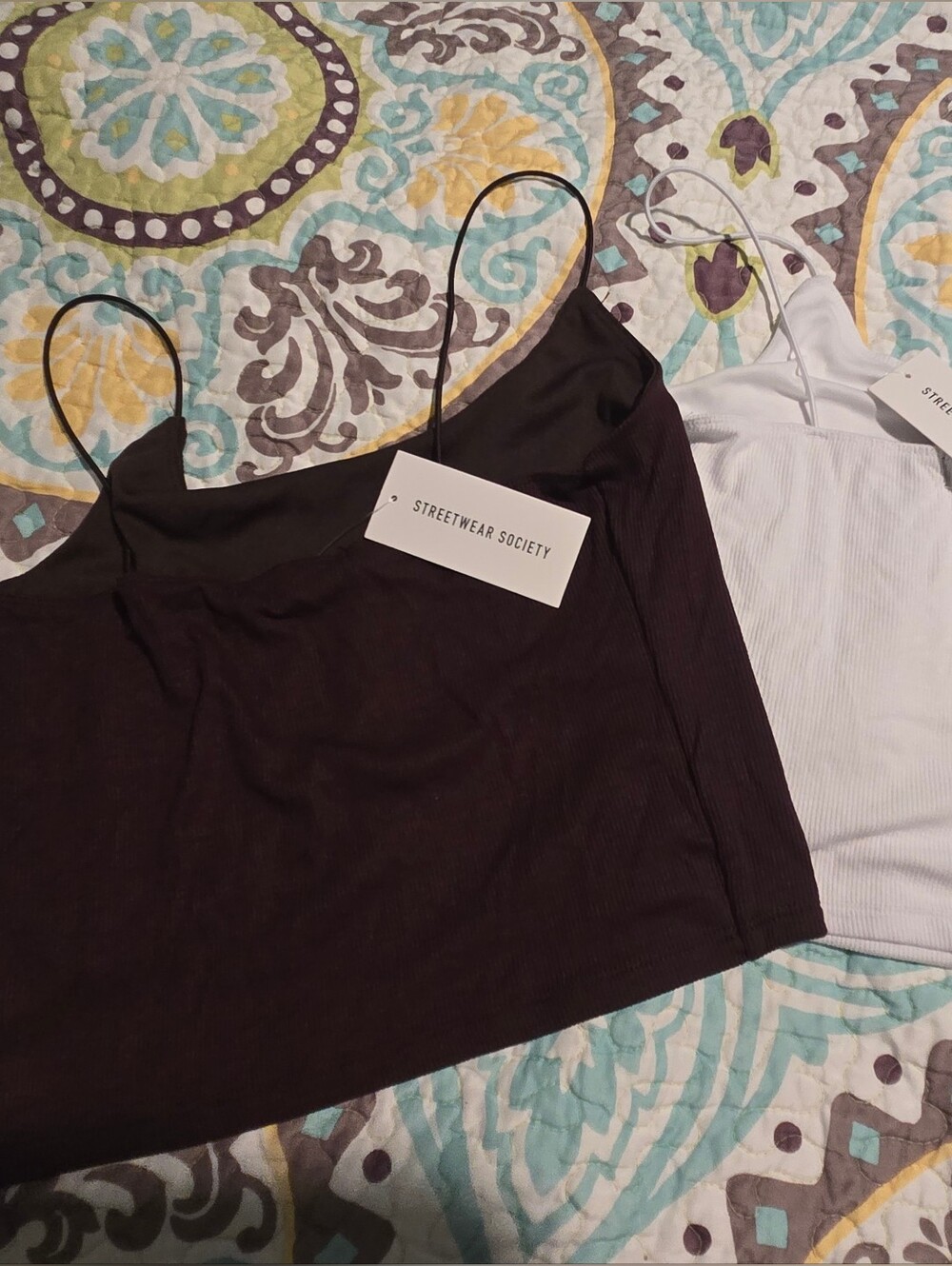 2 Piece Seamless Ribbed Crop Tank Shorts - Black & White